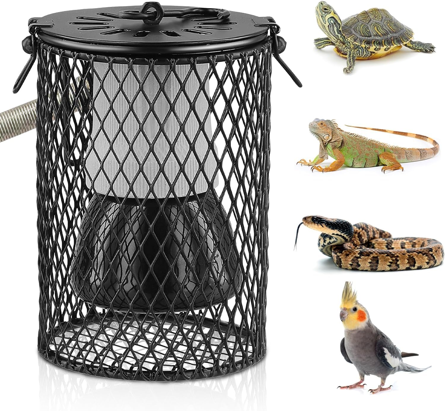 Lampada Riscaldante Per Rettili E27 - In Ceramica Con Cestello Protettivo Per Terrario