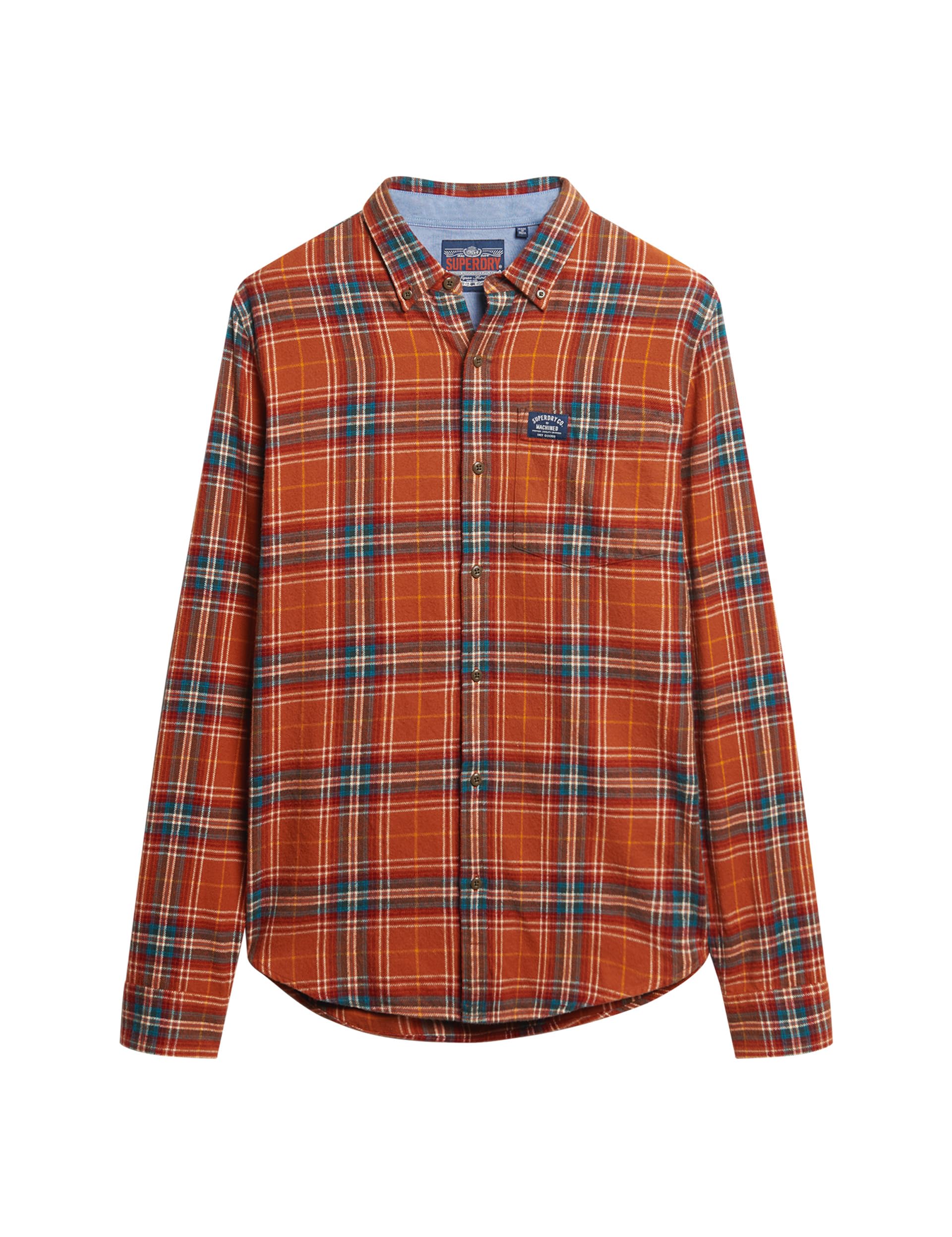 Superdry Men's L/S Cotton Lumberjack Shirt T, Drayton Check Orange, M