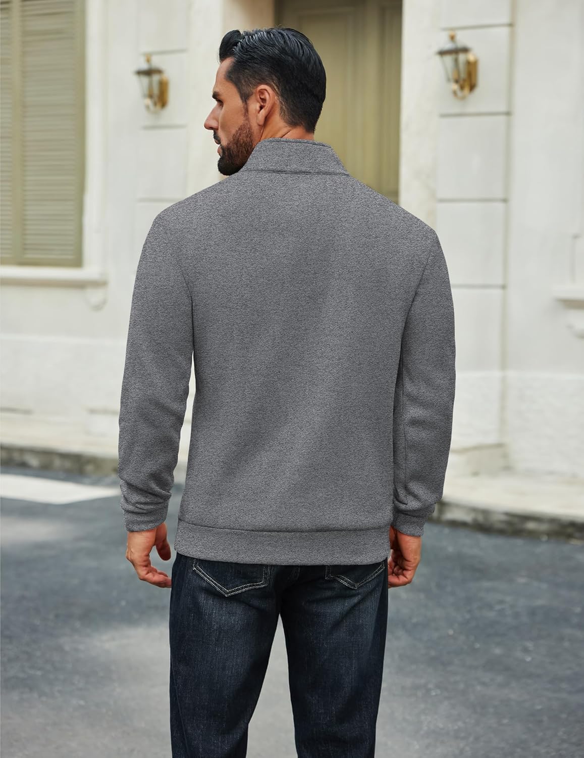 COOFANDY Men Quarter Zip Up Pullover Lightweight Mock Neck Sweatshirt Casual Active Long Sleeve Polo Shirt - Image 4