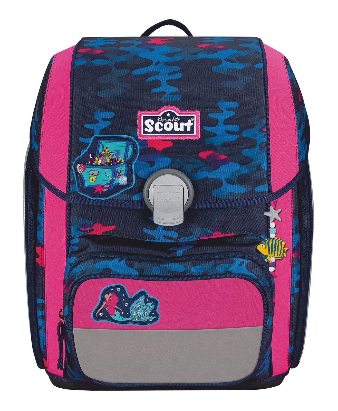 SCOUT Schulranzen Basic Genius Set 4-teilig Magic Sea dunkelblau