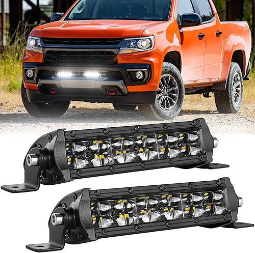 Barra de luz LED de 6 pulgadas, 2 unidades de 96 W delgada de doble fila de inundación combinada de módulos LED todoterreno para camión,