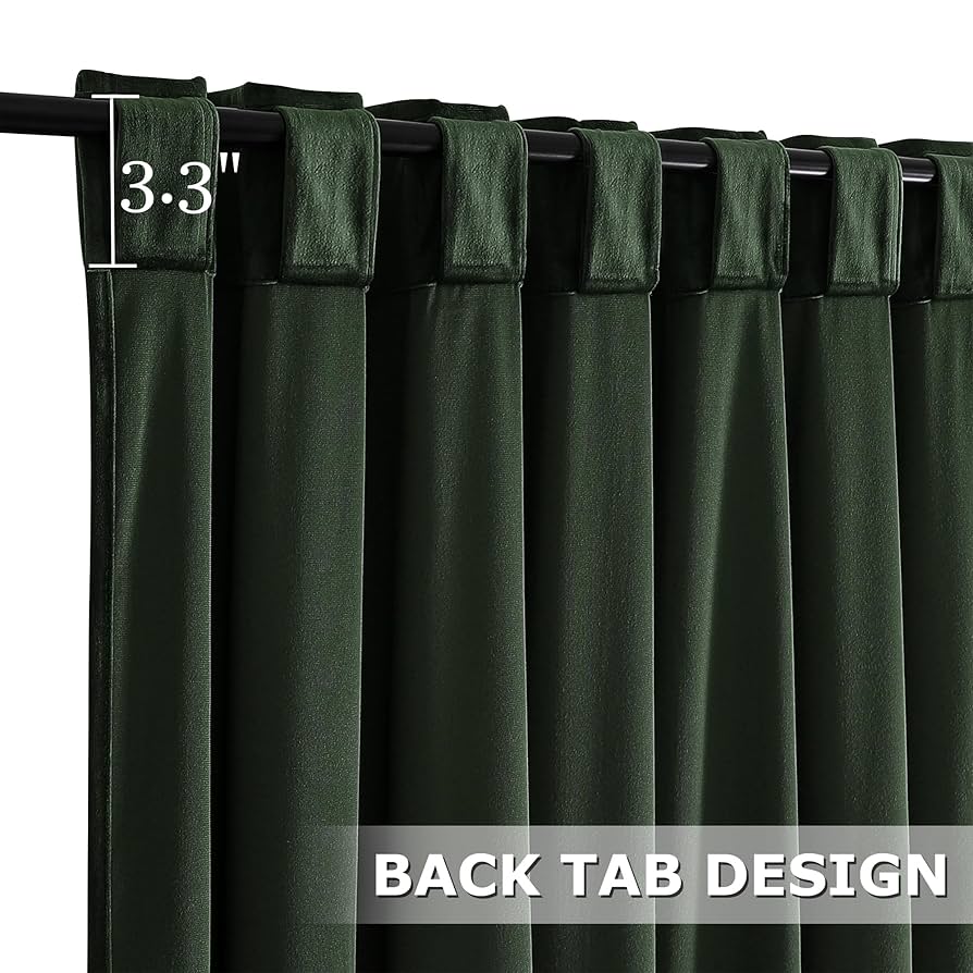 Amazon｜Dchola ダークグリーンベルベットカーテン 寝室の窓用