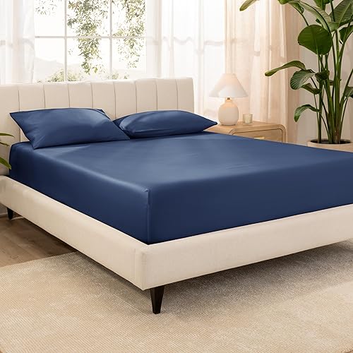 Miniatura 93 de Bare Home 100% Organic Cotton Sateen Fitted Sheet - Smooth Sateen Weave - Breathable & Cooling - Hotel Luxury - Durable Fitted Sheet - Deep Pocket