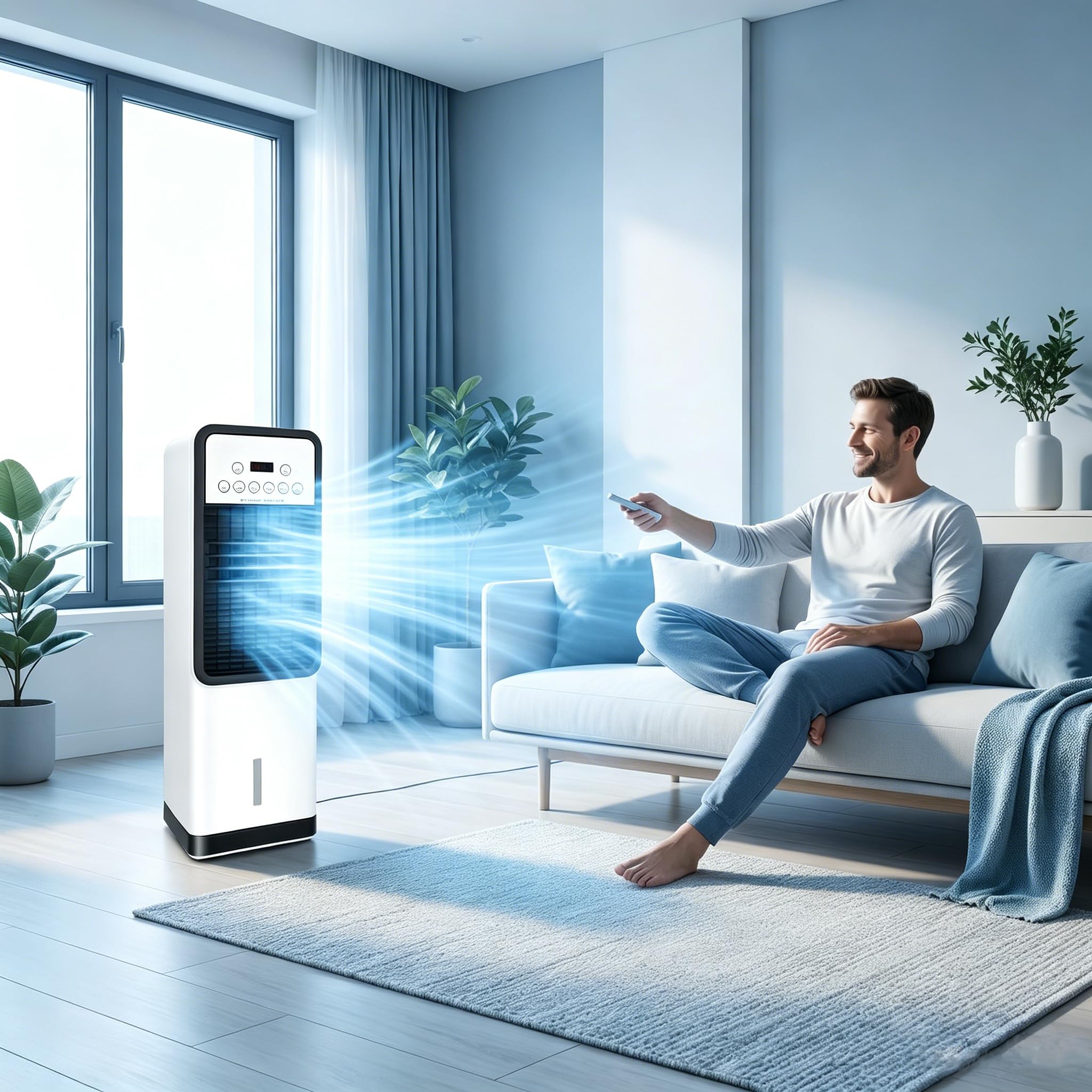 Epicoole Tragbare Klimaanlage 2-in-1 Wandkühlventilator Plug & Play Energieeffizient