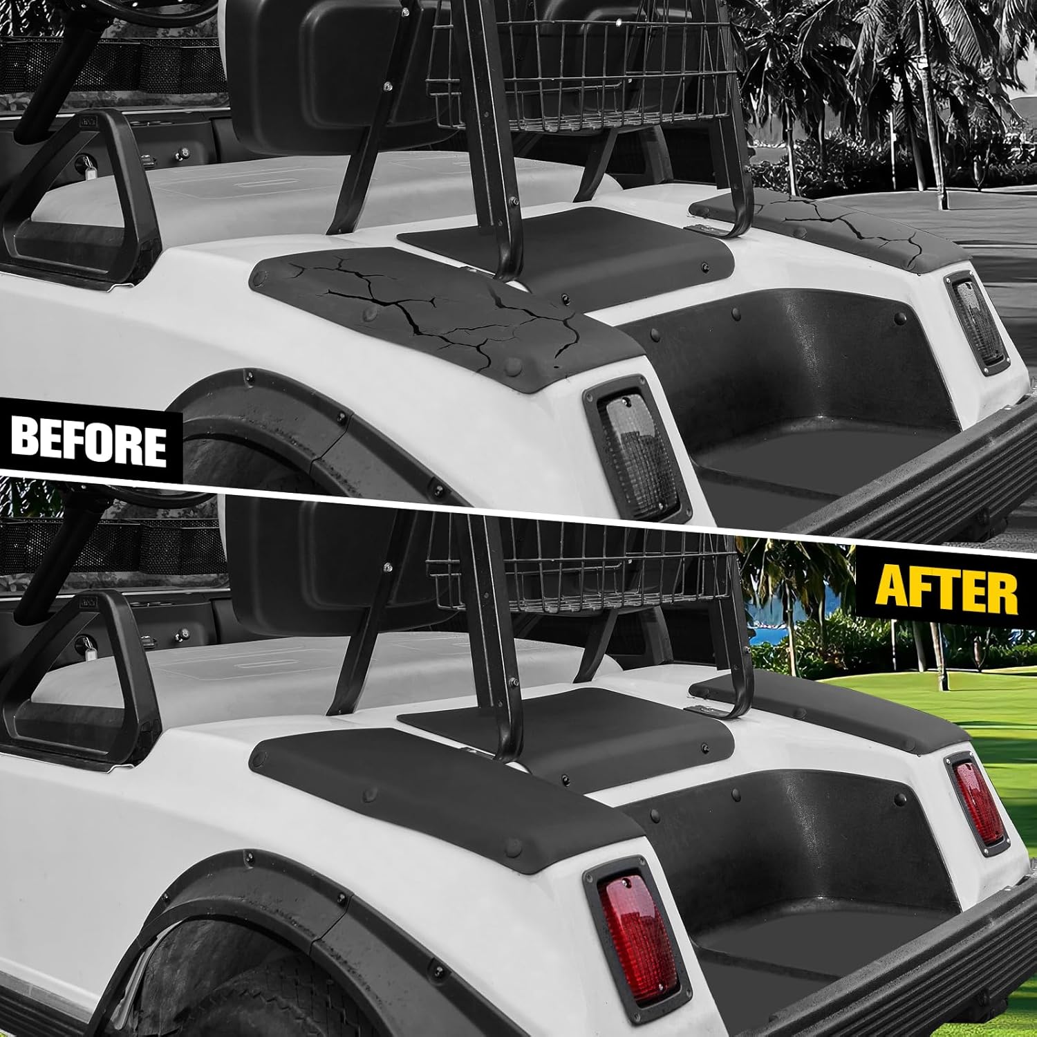 Scuff Guard Plastic Pad Compatible with Club Car DS 1981+ Golf Cart Accessories, Heavy Duty Rear Side Guard Panels, Rear Scratch Guard Plate Driver & Passenger Side, OEM #101706702, 2PCS