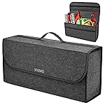 Solimo Car Trunk Organizer | Large Multi-Compartment Storage Boot Organizer | Anti-Slip | Utility Space Saver | Felt Material | for Cars, Trucks | Dark Grey
