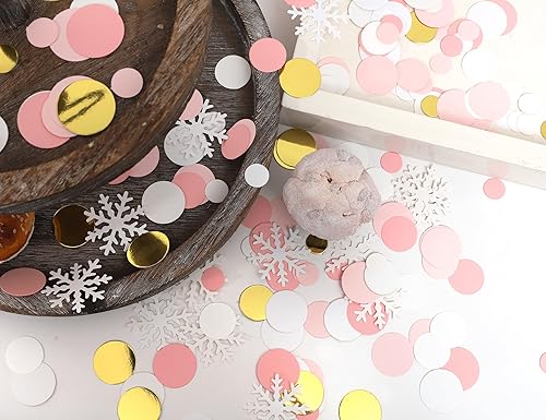 Miniatura 6 de 205 piezas de confeti de mesa de copo de nieve blanco - Decoración de fiesta de cumpleaños temática de copo de nieve, decoración dispersa para