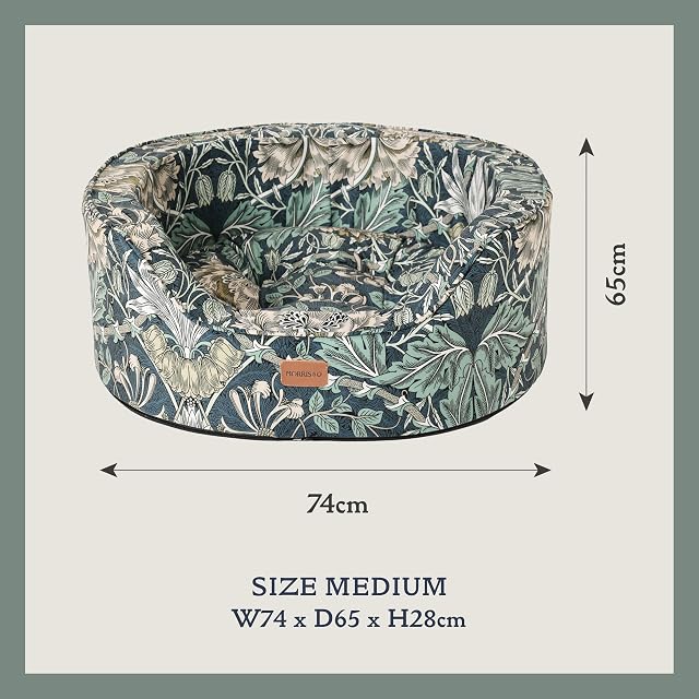 Foto 4 de 8 de Rosewood x Morris & Co. - Cama Ovalada para Perros de madreselva y Bellota, tamaño Mediano, Cama Reversible…