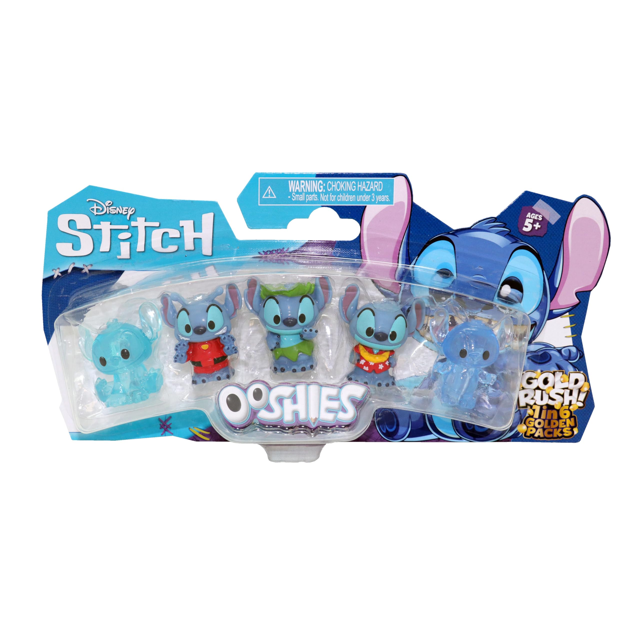 Ooshies Stitch Collectibles 5 Pack Pencil Toppers – Chance of Rare Limited Edition Gold Collector Pack – Mini Figures for Kids Ages 5+, School Accessories, Party Bag Fillers & Gifts
