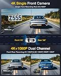 GKU Dash Cam Front and Rear Camera,4K+1080P Dual Dash Camera for Cars Built-in 5GHz WiFi GPS,with 64G SDcard,1.47" Display Dashcam, 24HParking Mode,App Control,Super Night Vision,WDR (D600pro)