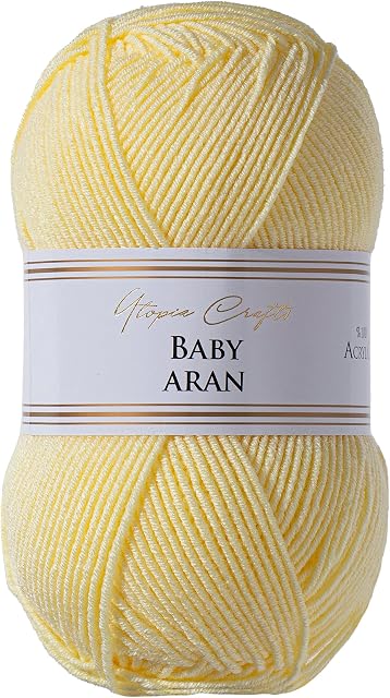 Utopia Crafts Baby Aran Knitting and Crochet Yarn, 100g (Lemon)