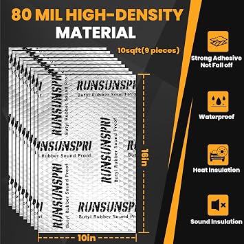Car Sound Deadening 80 mil 10 sqft Sound Deadening Mat Sound Deading Material for Cars Butyl Automotive Sound Dampening