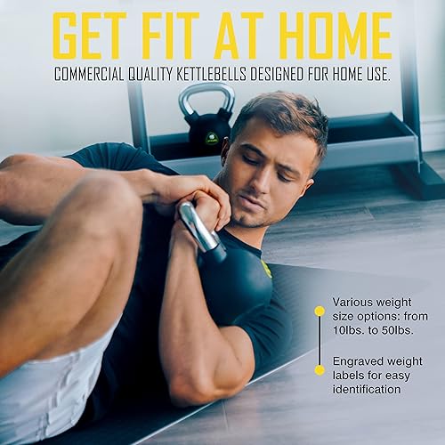 Miniatura 5 de ZIVA - Pesa rusa de acero fundido macizo y caucho virgen de alta calidad, varios tamaños de 5 a 50 libras, diseño sin olor, agarre ergonómico y