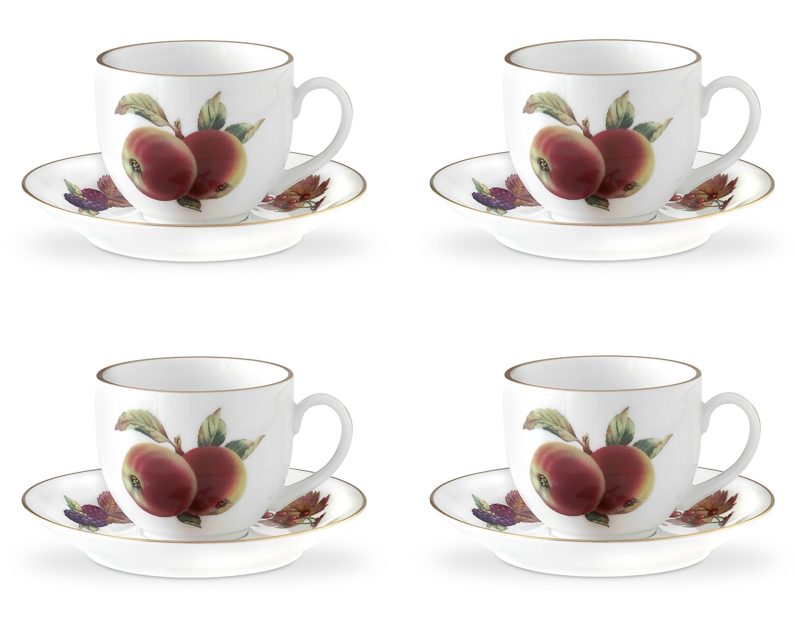 Portmeirion Gold Royal Worcester Evesham Tea Cups And Saucers