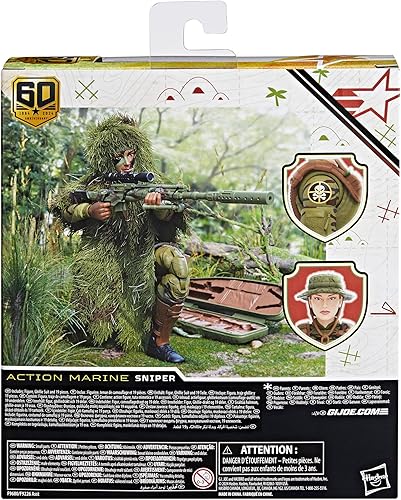 Miniatura 15 de G.I. Joe Classified Series 60th Anniversary Action Marine - Francotirador, figura de acción coleccionable de 6 pulgadas con traje Ghillie y 19