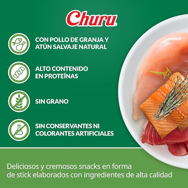 Foto 2 de 7 de INABA Churu Bites, Snack para Perros, Pollo y Salmón, Multipack 8 x 12g