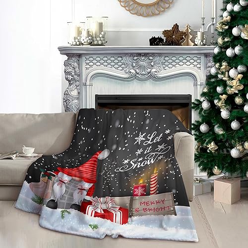Miniatura 7 de Manta de gnomo de Navidad, regalo de Navidad de gnomo, manta de franela sin copos de nieve de invierno, para sala de estar, dormitorio, sofá, manta