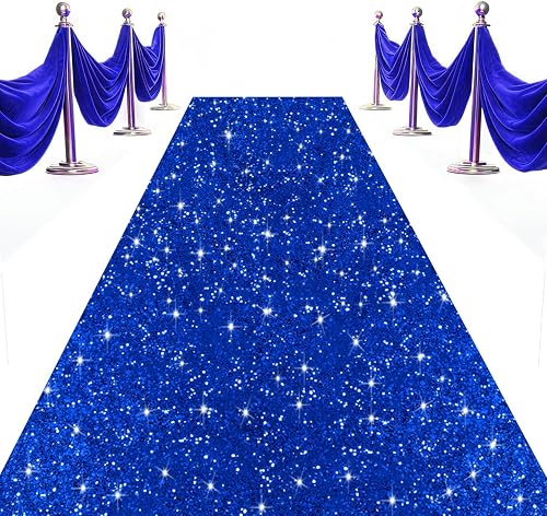 OMKSIH Alfombra azul para fiestas, 4 x 15 pies, alfombra de pasillo de boda, cam