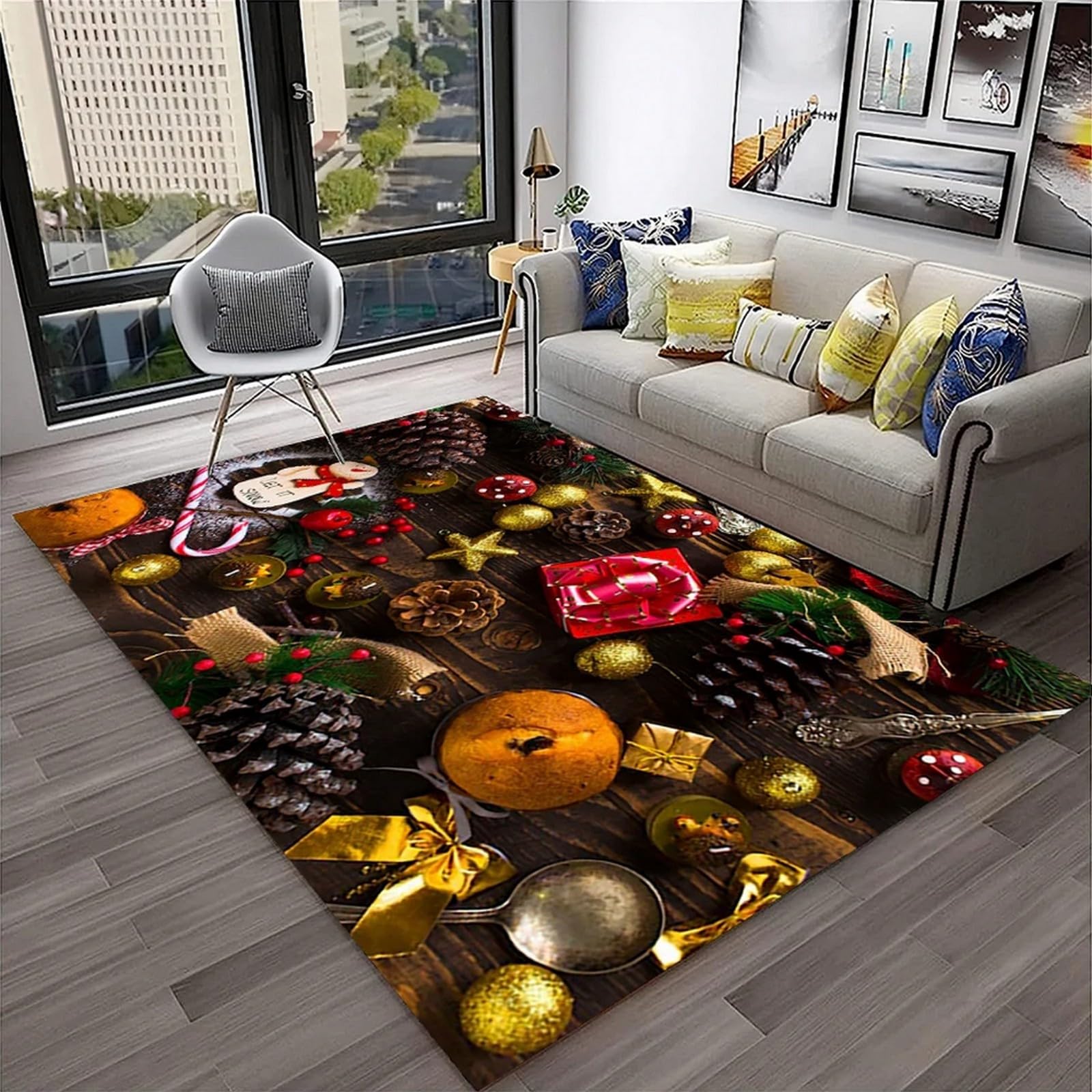 Tapis de zone Noël impression 3D tapis de jeu pour enfants et décoration de chambre 120x160