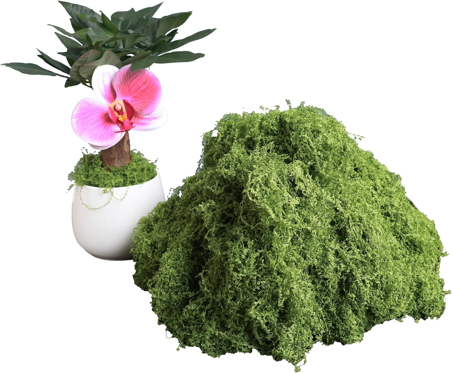 5.3oz Green Fake Moss Artificial Floral Moss Faux Plant for DIY Crafts Fairy Garden Pot Filler Vase Greenery Decorating Project Indoor Model Making Walls Glass Decor Forlaoers
