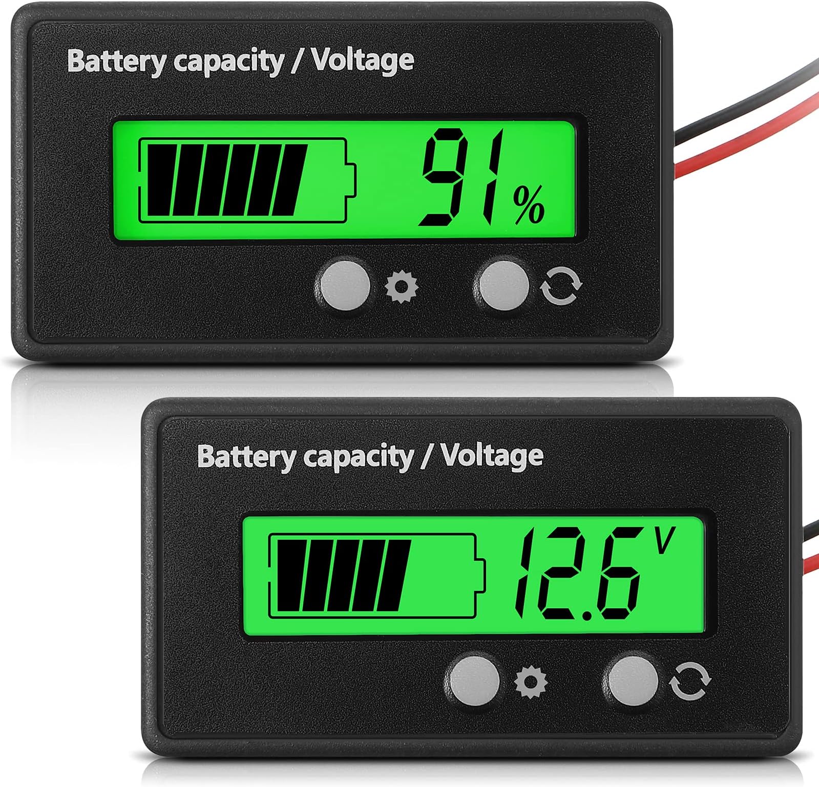 DC 12V 24V 36V 48V 60V 72V 84V Golf Cart Battery Meter with Alarm, Front Setting and Switch Key Battery Capacity Voltage Indicator Gauge Acid and Lithium ion Indicator