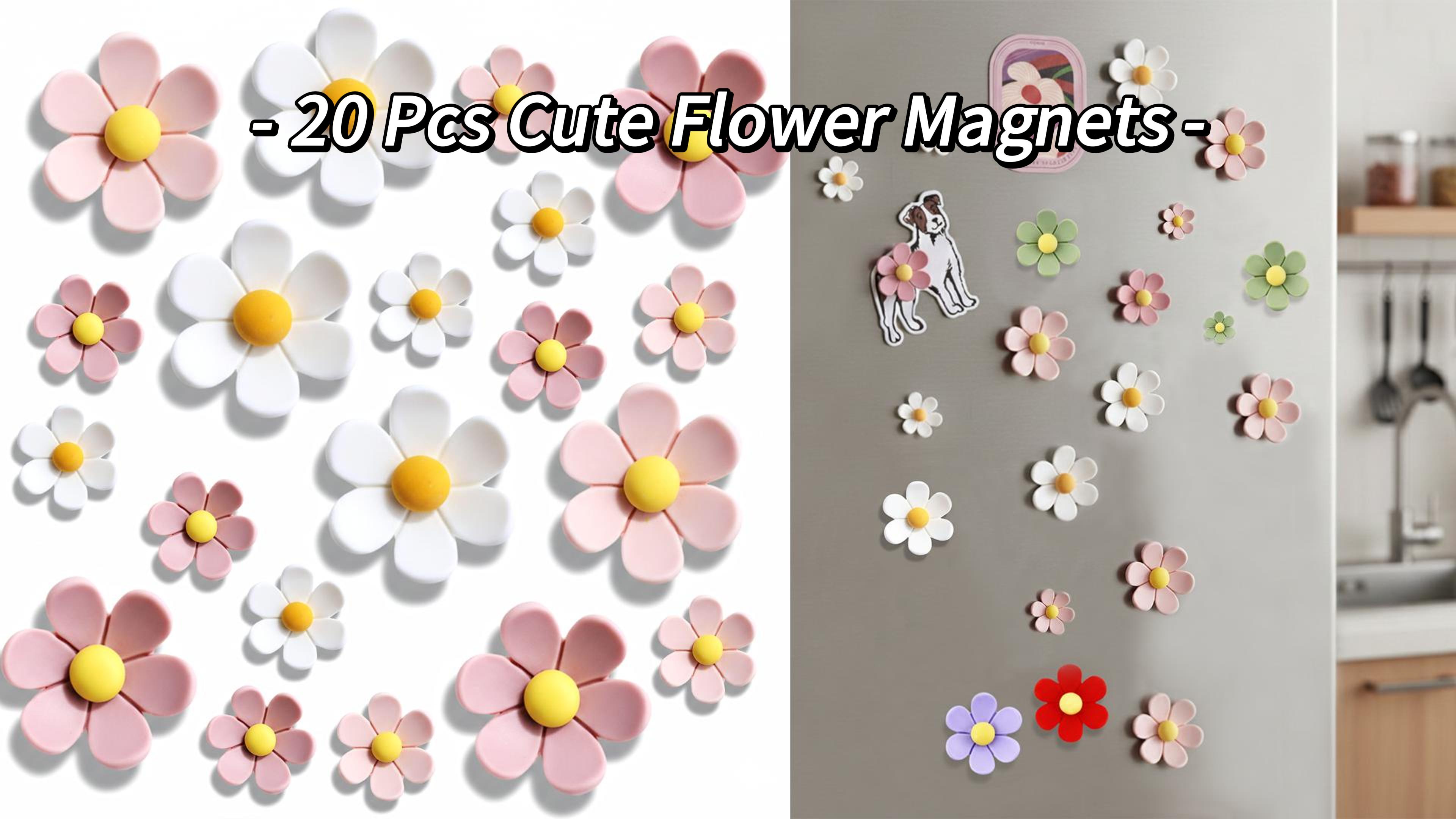 20 Imánes Decorativos de Flor Rosa y Blanco miniatura 7