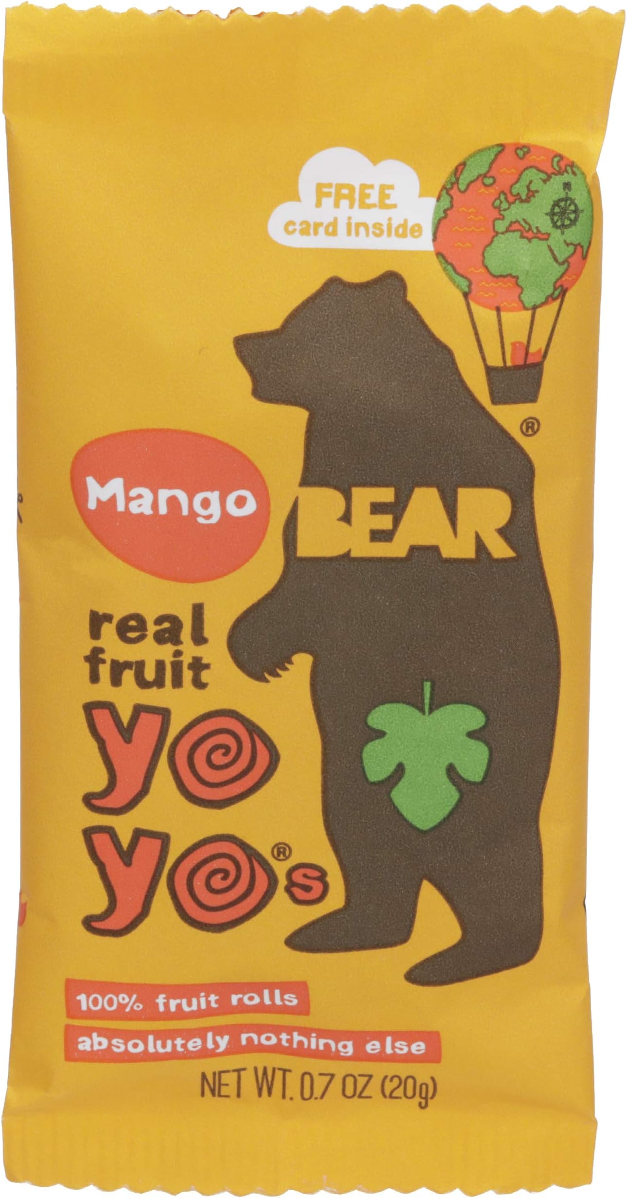 Yoyo BEAR, Real Fruit Yoyos, 0.7 Oz, No added Sugar, All Natural, non GMO, Gluten Free, Vegan, Healthy on-the-go snack for kids & adults, Mango, 5 Count (Pack of 5)