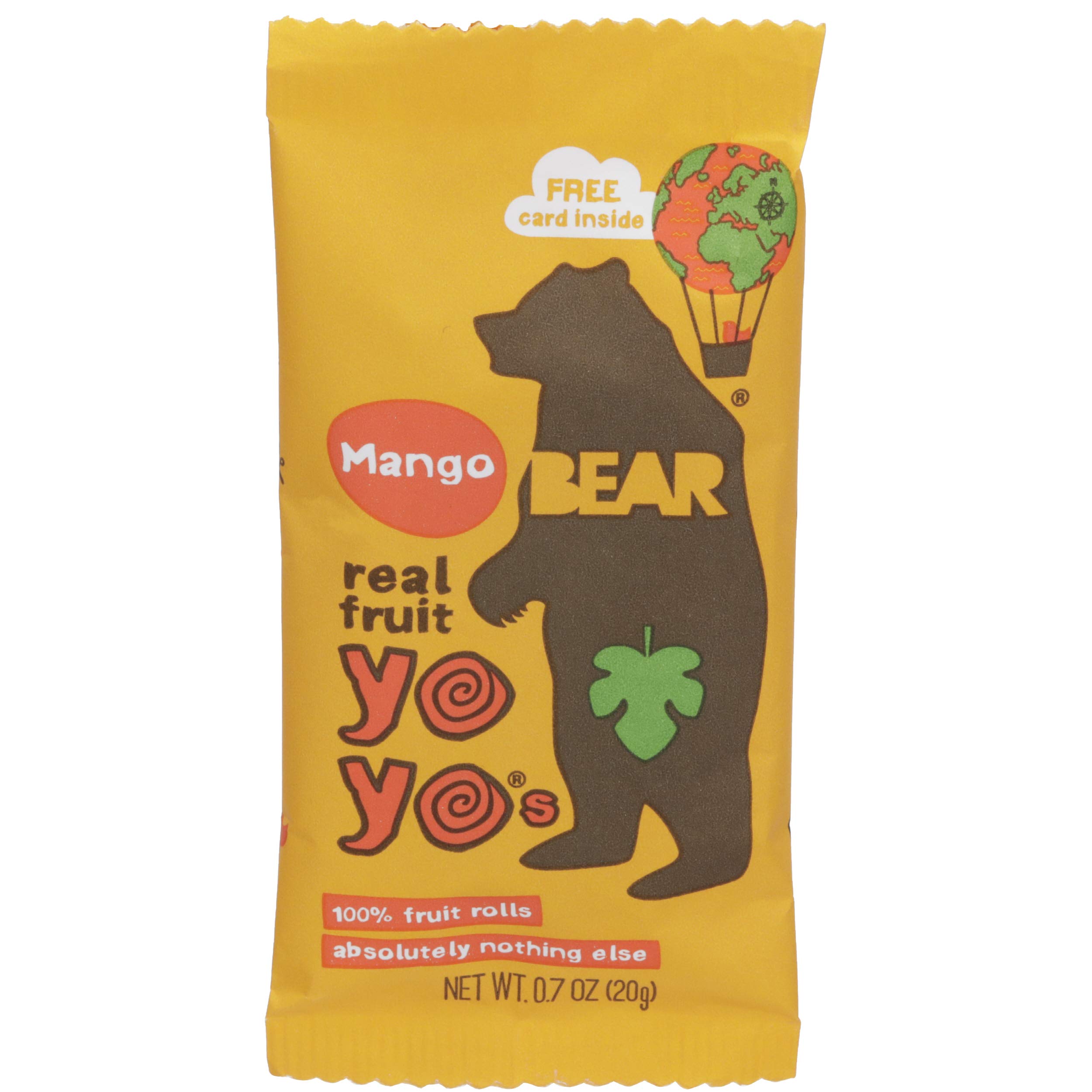 Bear Yoyo BEAR, Real Fruit Yoyos, 0.7 Oz, No added Sugar, All Natural, non GMO, Gluten Free, Vegan, Healthy on-the-go snack for kids & adults, Mango, 5 Count (Pack of 5)