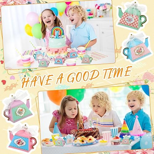 Miniatura 5 de Qilery 72 cajas de regalo de fiesta de té, cajas de regalo de tetera vintage, tetera floral, regalo de boda, cajas de dulces, cajas de regalo de