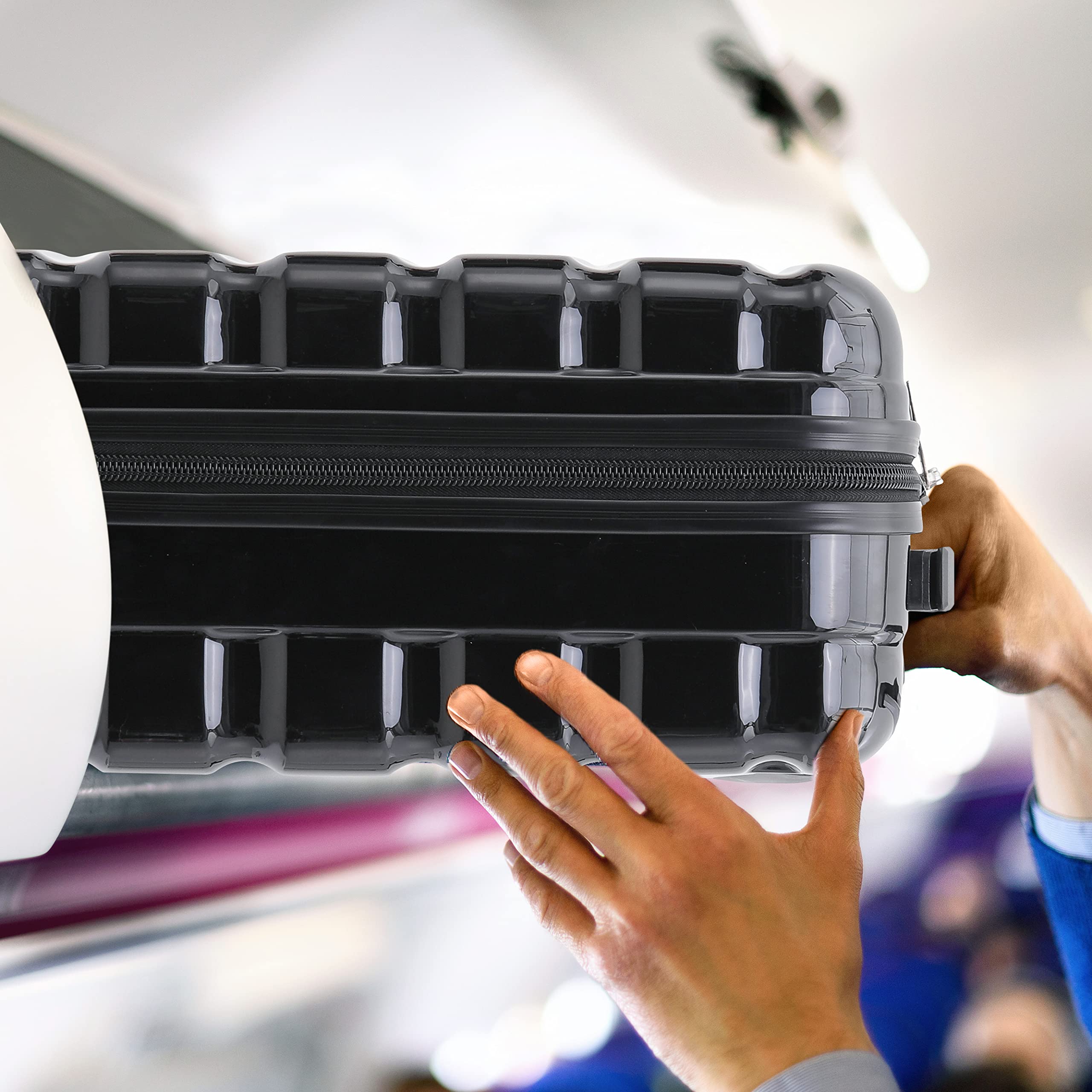Flight Knight Lightweight 4 Wheel ABS Hard Case Small Suitcase Approved for Over 100 Airlines Including easyJet, British Airways, Ryanair, Jet2, Emirates & Many More - Carry On 55x35x20cm