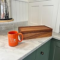 Vista 5 de Ironwood Gourmet Acacia Wood Tea Box, XL Rectangular Tea Chest, 10 Compartment
