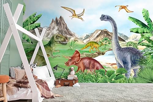 Miniatura 1 de Murwall Kids Soft Dinosaur Wallpaper Jurassic World Wall Mural Prehistoric Trex Wallpaper