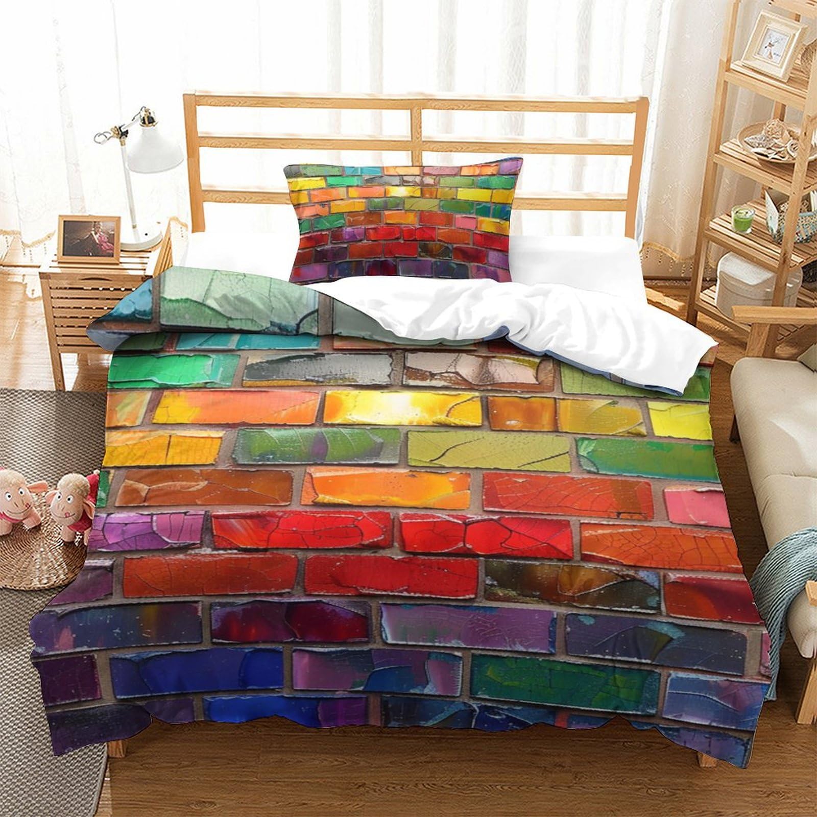 Housse de couette 135x200 cm sans repassage pour lit une place entretien facile