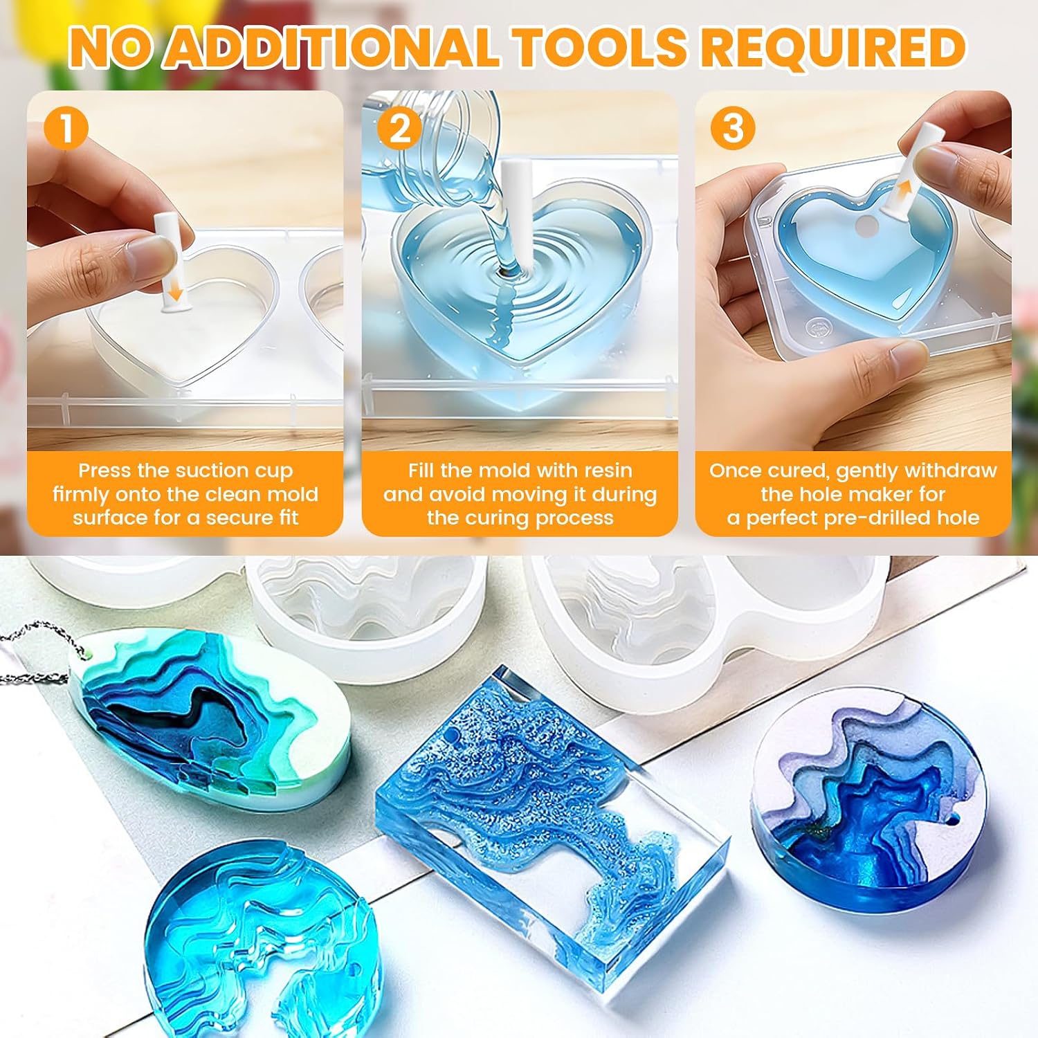 25 PCS Hole Maker for Resin, 5 Sizes(2/3/4/6/8mm) Resin Hole Maker, Drill-Free Silicone Tools for Jewelry Making, Pet Tag, Keychain, DIY Craft Pendant Decor for Epoxy & UV Resin