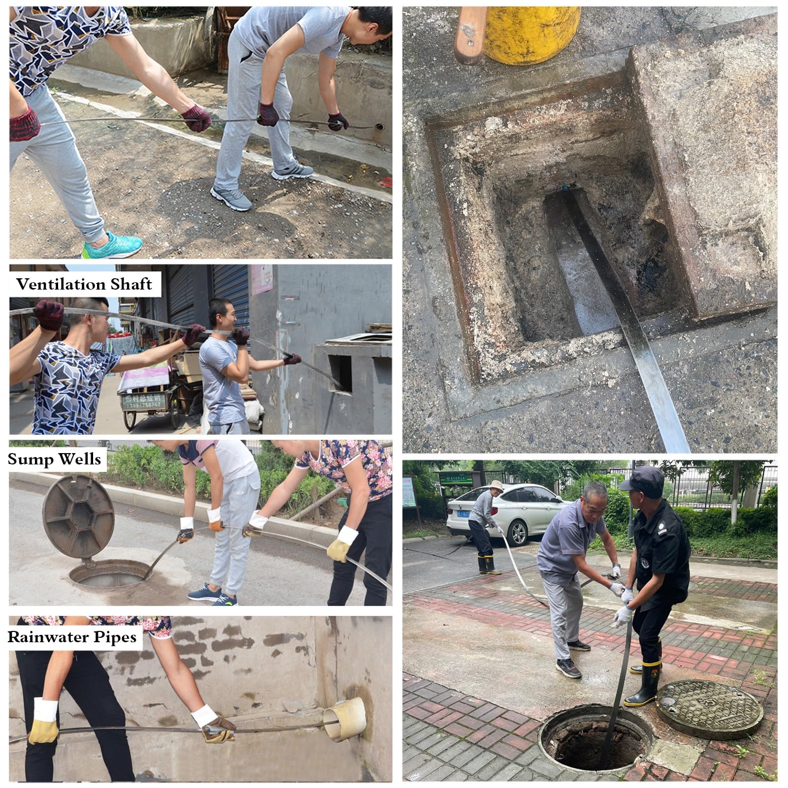 Heavy Du Drain Aur - Strumento di rimozione degli intasamenti per impianti idraulici esterni, pulitore manuale per tubi con impugnatura regolabile (diametro 2,5 cm, lunghezza 23 m)