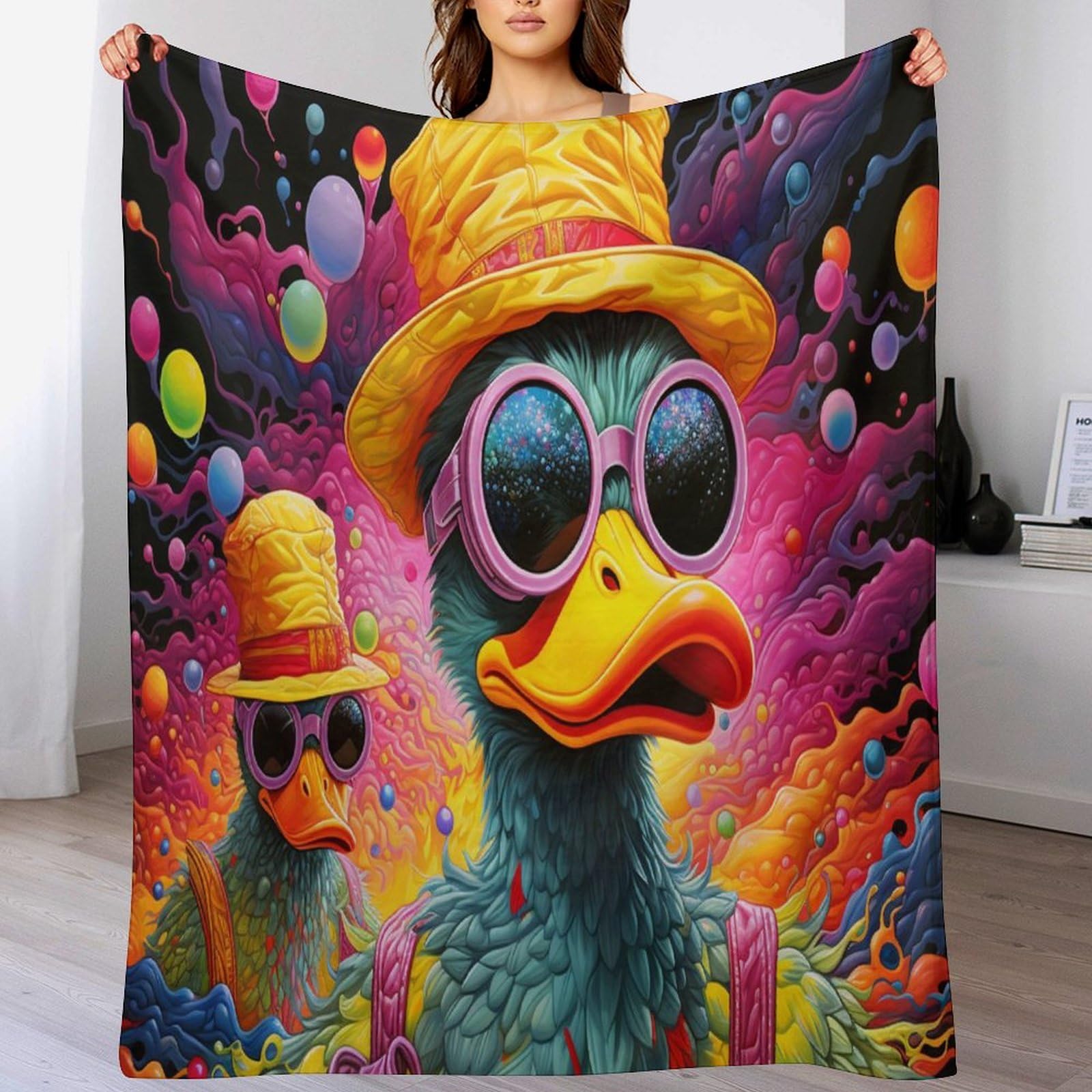 Couverture canard 3D en flannel pour des soirées cocooning et douillettes sur le canapé