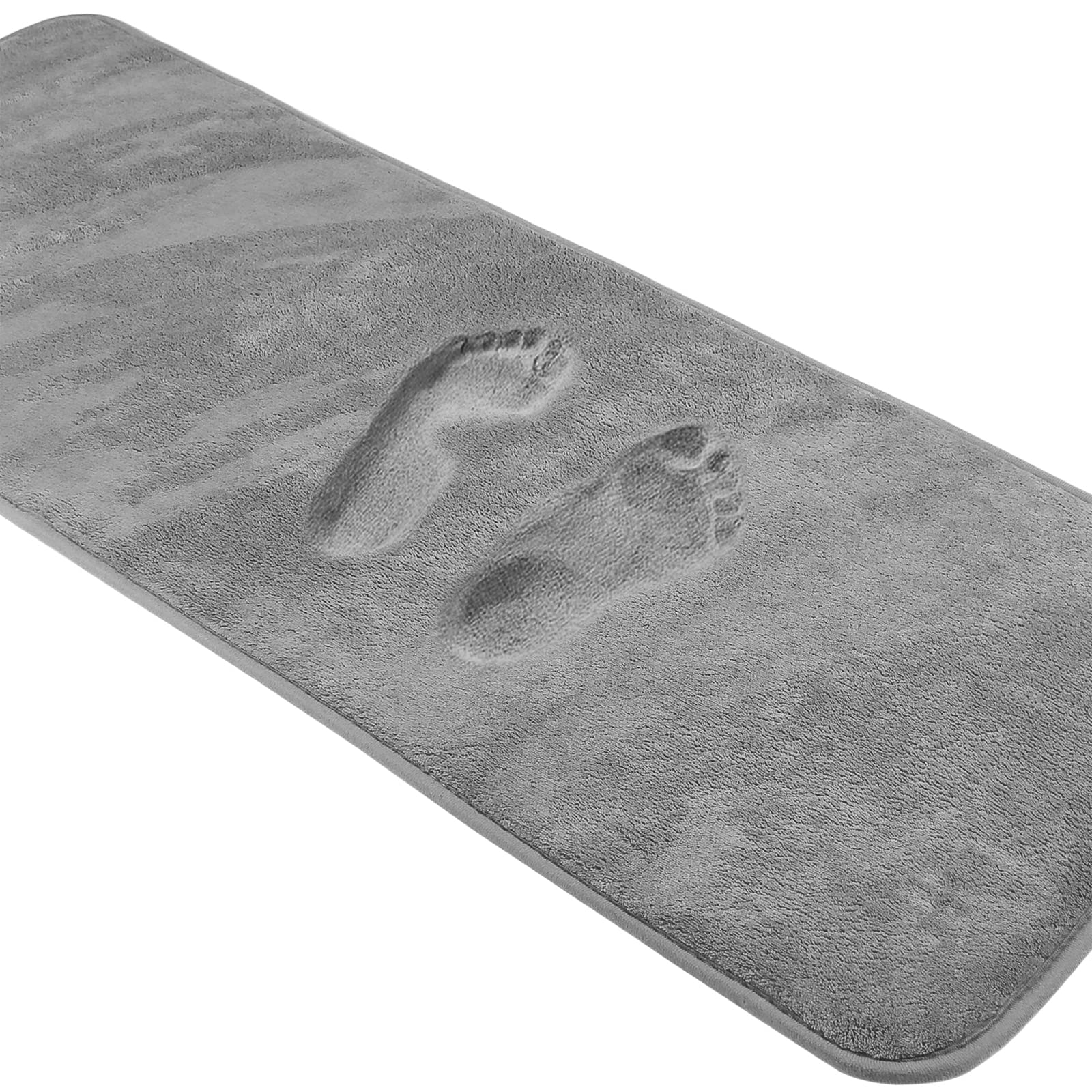 Grey Bath Mat Runner Long Narrow Bathroom Rug Memory Foam Microfiber Bathroom Carpet Non Slip Soft Absorbent Washable Bathrug,16" x 47"