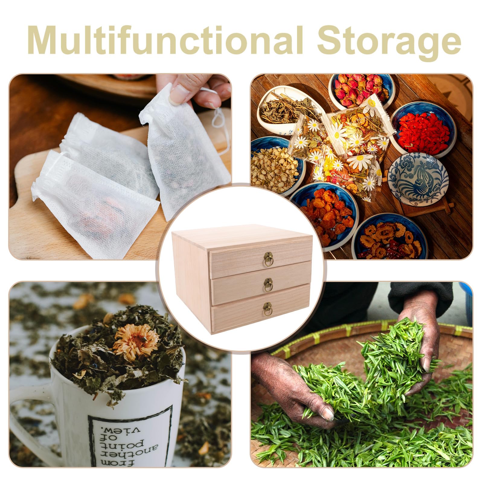 Caja para pasteles de té Pu erh con 3 cajones, organizador de almacenamiento de madera para té Pu erh, bandeja para amantes del, organizador de escritorio multiusos para la oficina