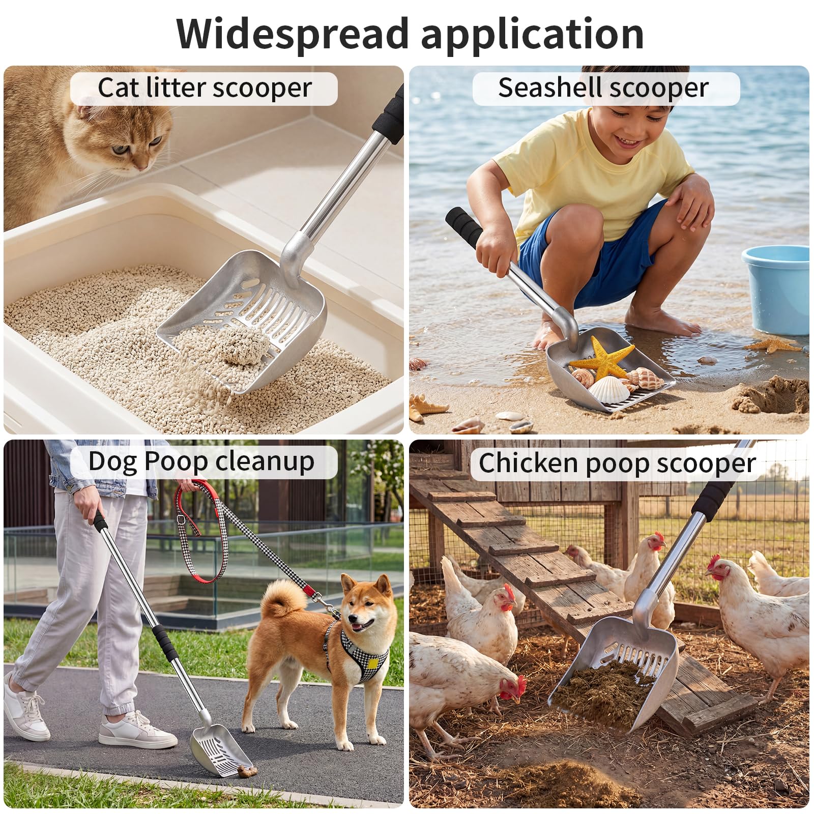 Yangbaga Metal Cat Litter Scoop with Deep Shovel&Long Handle,Detachable Stainless Steel Non-Stick Sifter with Foam Padded Grip, No Bending Back Heavy Duty Cat Litter Scooper - image 6