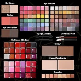 CHARMCODE All in One Makeup Kit, Makeup Kit for Women Full Kit, Make Up Christmas Gift Set for Teen Girls- Eyeshadow Palette,Lip Gloss,Concealer,Highlighter,Blush,Eyeliner,Brow Powder & Contour