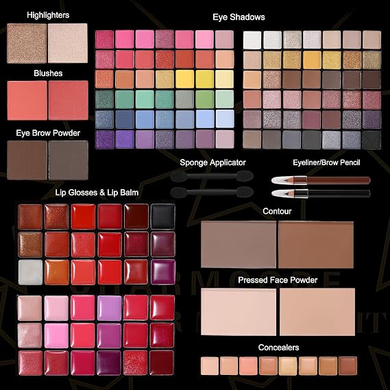CHARMCODE All in One Makeup Kit, Makeup Kit for Women Full Kit, Make Up Christmas Gift Set for Teen Girls- Eyeshadow Palette,Lip Gloss,Concealer,Highlighter,Blush,Eyeliner,Brow Powder & Contour