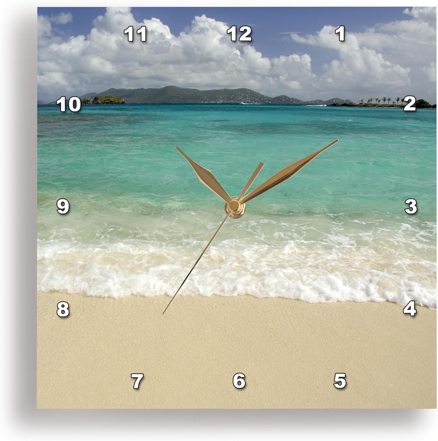 3dRose DPP_70117_2 USVI, St. Thomas, St. John Bay, Sapphire Beach CA37 CMI0040 Cindy Miller Hopkins Wall Clock, 13 by 13-Inch
