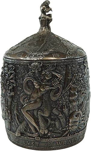 Miniatura 5 de Ebros Gift Antigua caja de Pandora mitológica idiomática griega con cacerola jugando flauta decorativa caja de baratija estatuilla 8 contenedores de