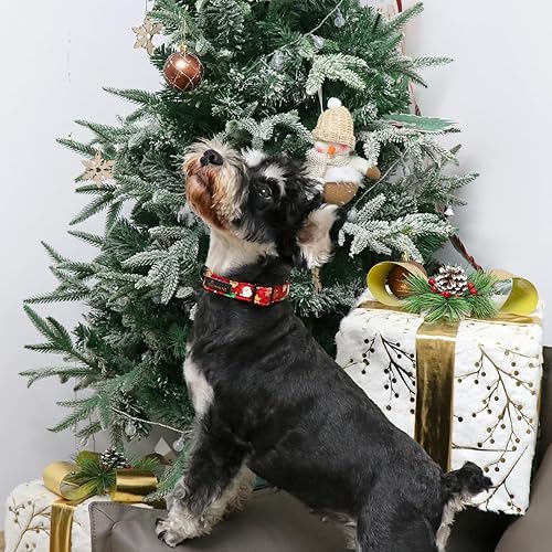 Miniatura 4 de ARING PET Collar de Navidad para perro, lindo collar de perro de Papá Noel, ajustable, de algodón, rojo, collar de cachorro para perros pequeños,