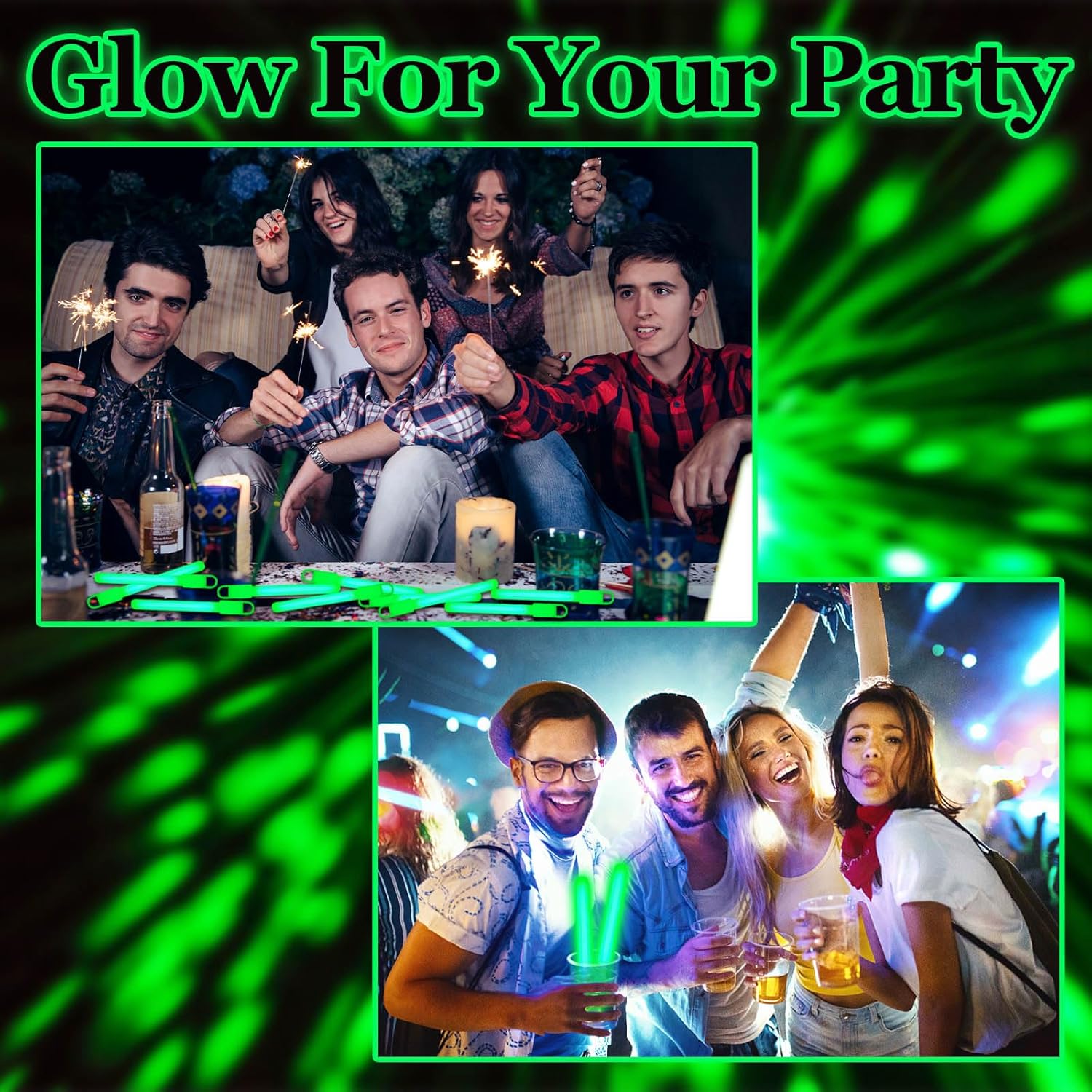 150 Pcs Green Glow Sticks Bulk 4 Inch Emergency Bright Light Sticks with Lanyard Fishing Glow Sticks 12 Hours Duration Camping Glow Sticks for Rave Easter Halloween Christmas New Year Concert Decor