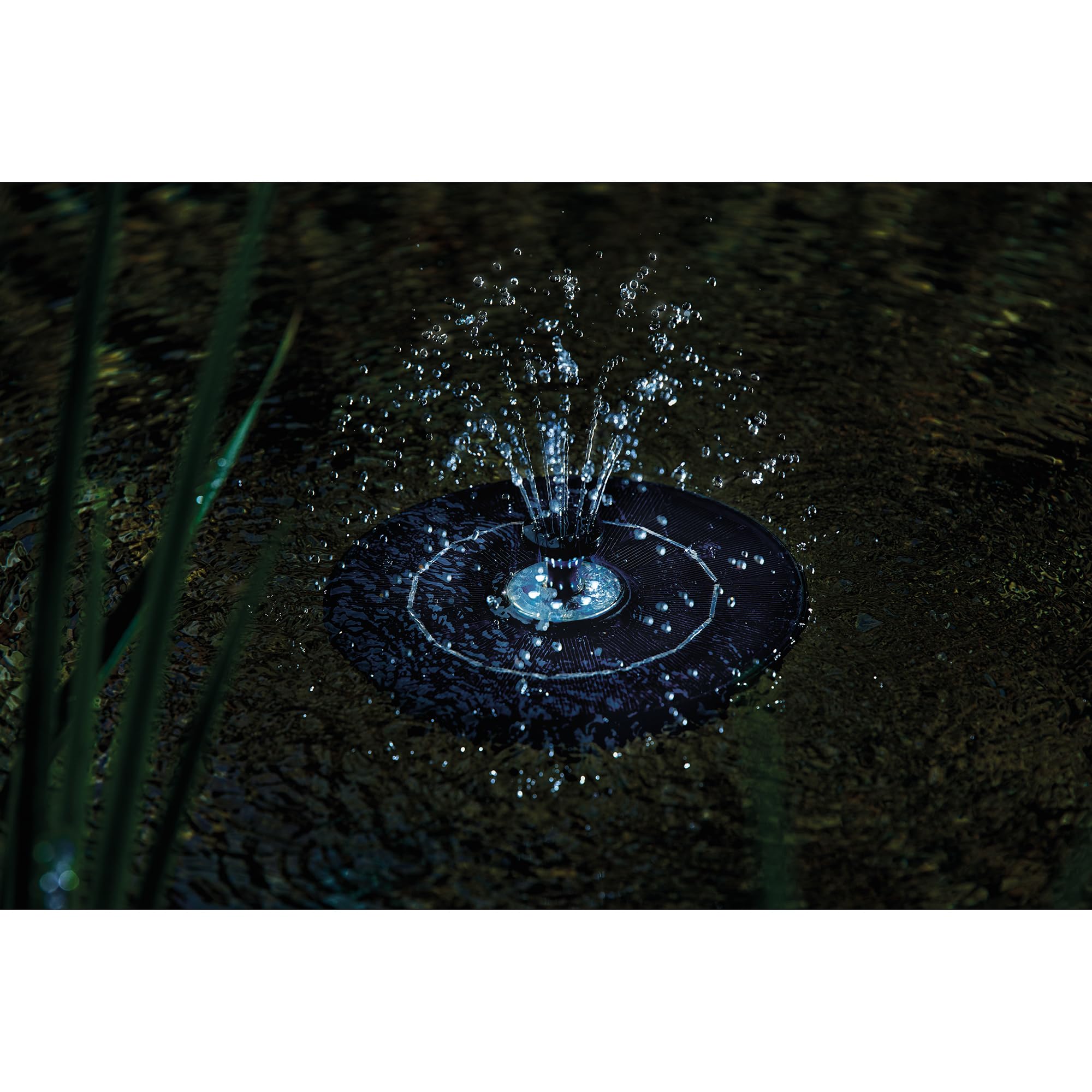 Pontec PondoSolar LED Island Pompe de jeu d'eau solaire avec LED et batterie Fontaine solaire pour étang et petit jardin
