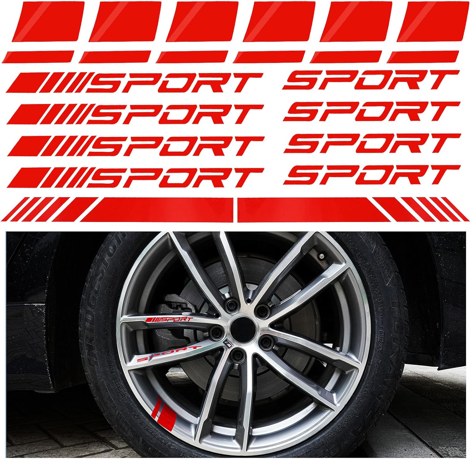 20PCS Wheel Rim Decal Stripes Set ,Sport Emblem Reflective