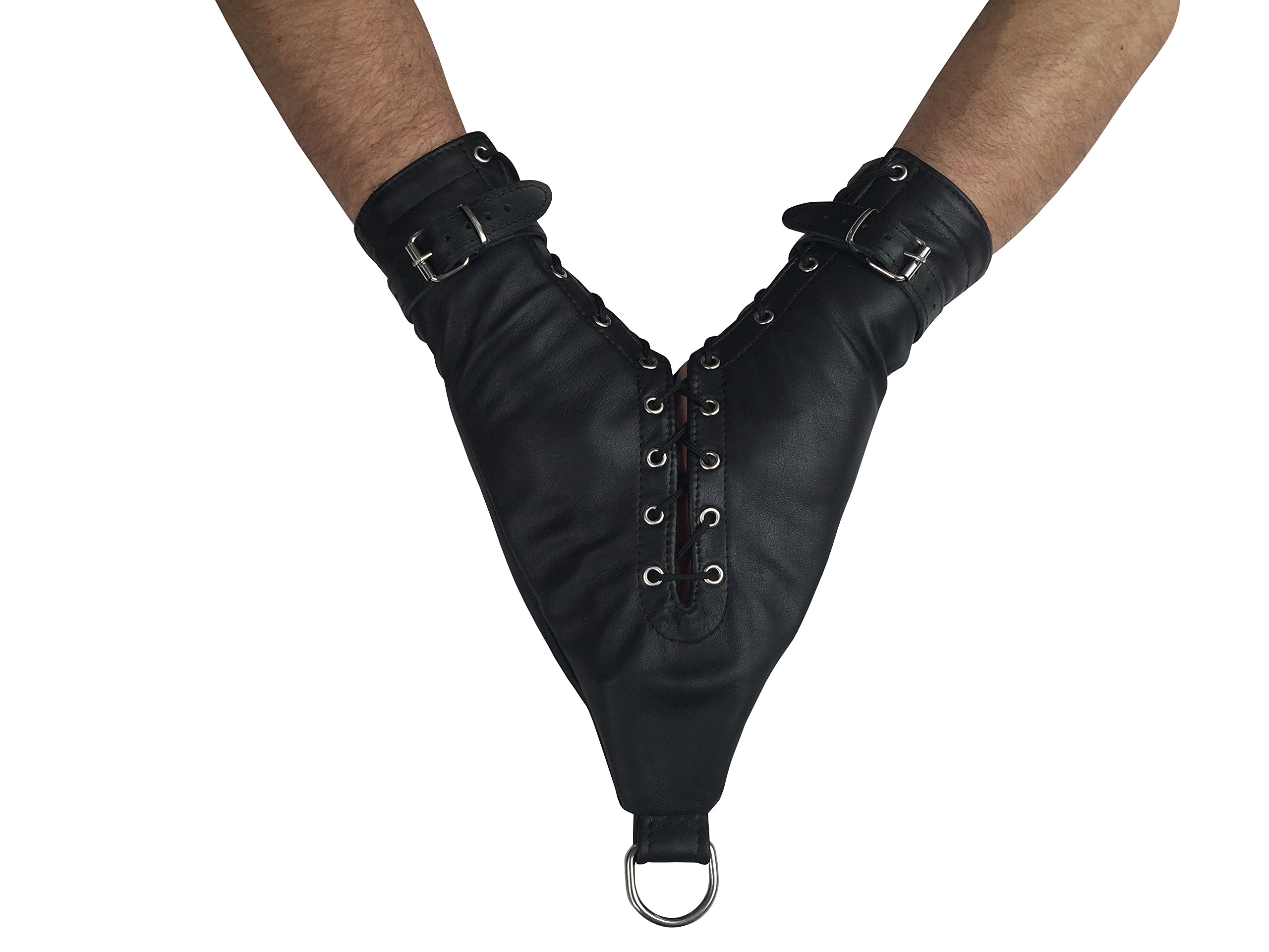 Monohandschuh Leder Handfessel Fessel Fesseln schwarz