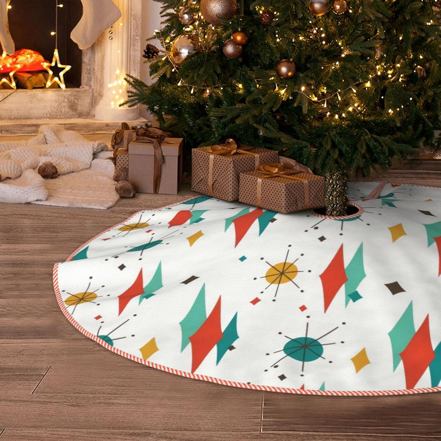 Christmas Tree Skirt 30 inches Mid Century Modern Retro