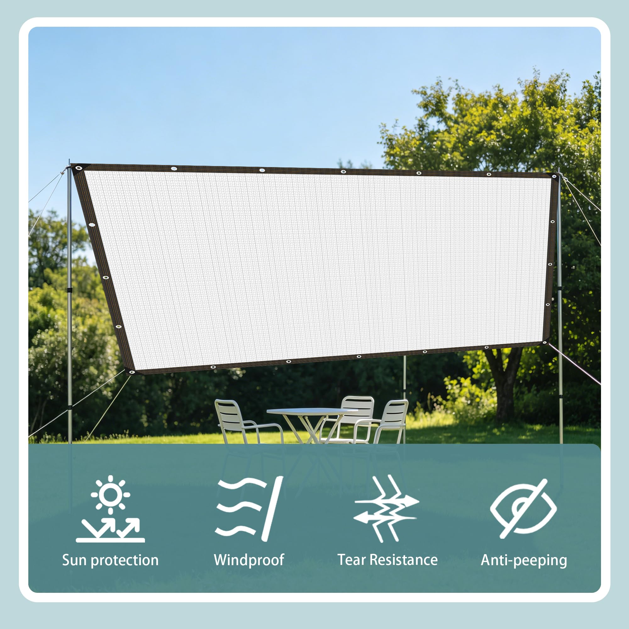Aluminiowa Tkanina Zacieniająca Z Przelotkami 130 x 540 cm Oddychający Ogrodowa Markiza Przeciwsłoneczna Łatwa Instalacja Do Użytku Na Zewnątrz, Patio, Rośliny, Srebro